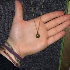 Raw Moldavite crystal necklace with 18k gold plated chain